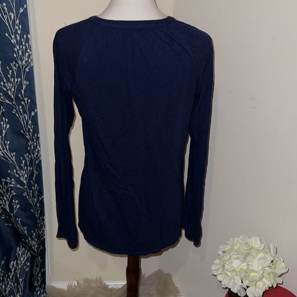 Lilly Pulitzer Meg Long Sleeve Navy Top V-Neck Basic sz S Small - Picture 3 of 8